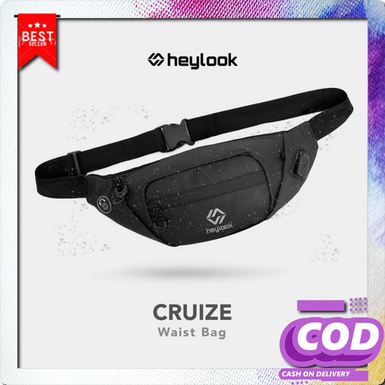 Tas Import Bahu Anti Air Dada Pundak Robertson Ta129B5 Pinggang Selempang Anti Air Hitam Wanita Pria