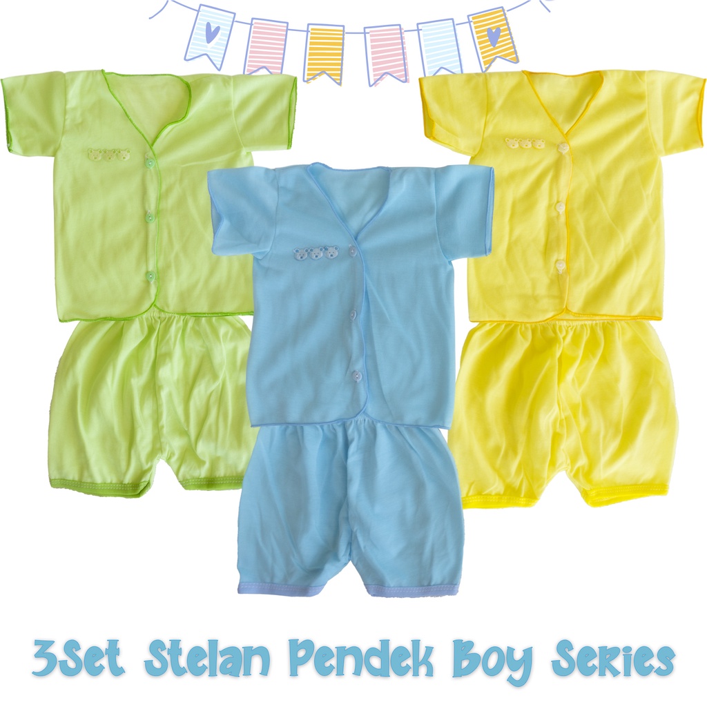 3Set Setelan baju bayi harian Newborn polos laki laki perempuan Baju bayi Panjang Baju bayi Pendek Baju bayi Kutung Panda Bagus Paket Hemat dan Murah