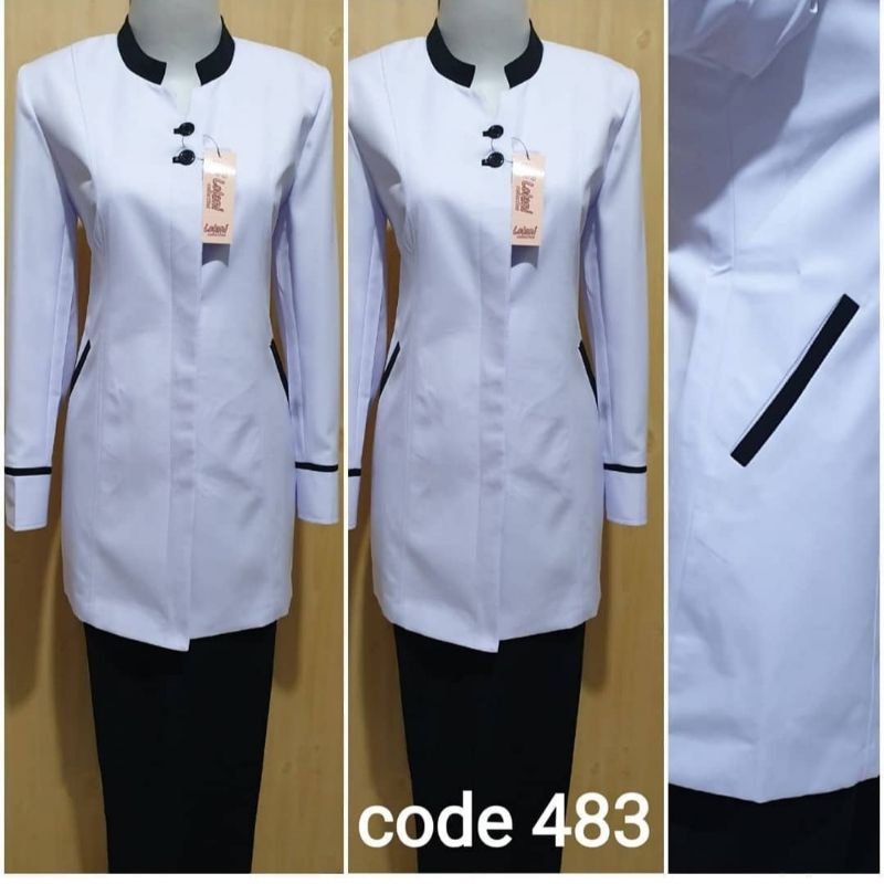 blazer hitam putih seragam kerja PNS baju guru blazer lolani kod 483