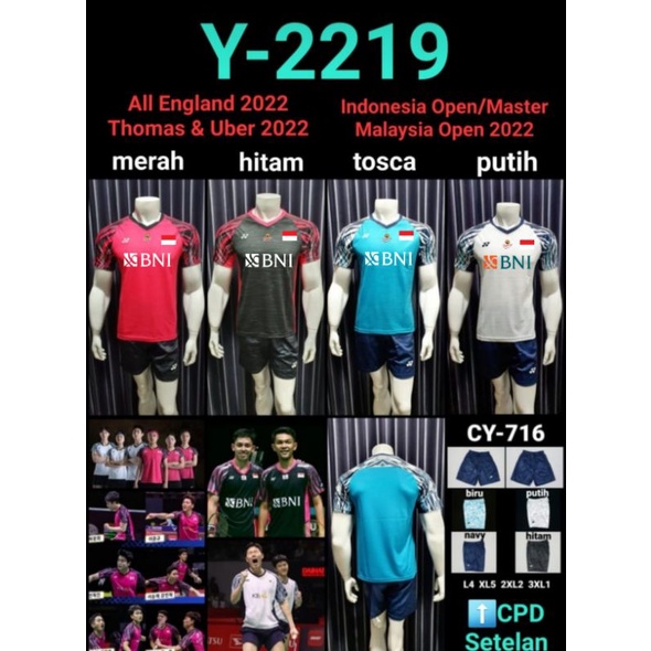 Jersey badminton Yonex Y2219 Import Grade Original lengkap dengan sablon sponsor