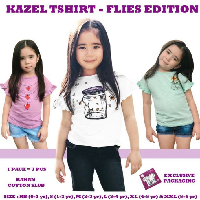  Kazel  Tshirt Girl Flies Edition 1 Box 3 Pcs Kaos  Anak  