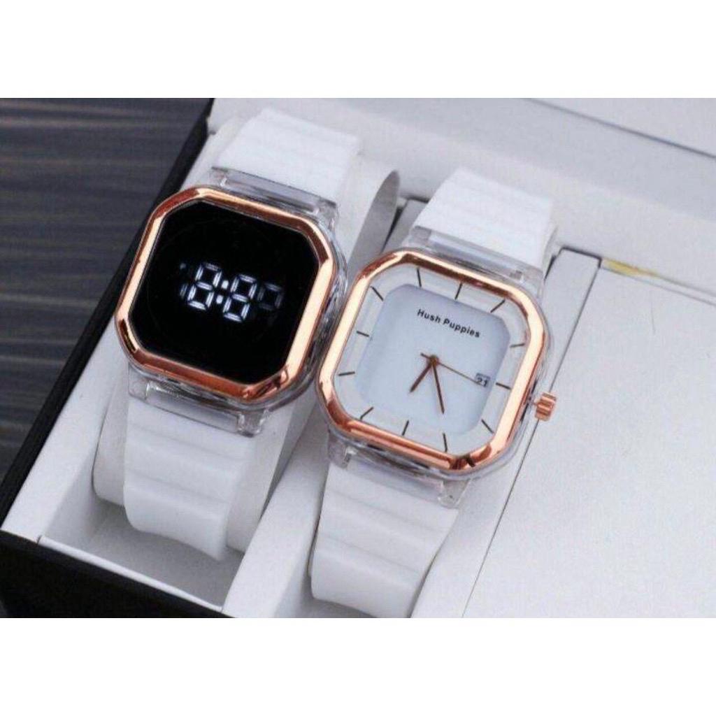 BISA COD PROMO BELI 1 GRATIS 1 JAM TANGAN COUPLE PASANGAN PRIA WANITA COWOK CEWEK STRAP RUBBER