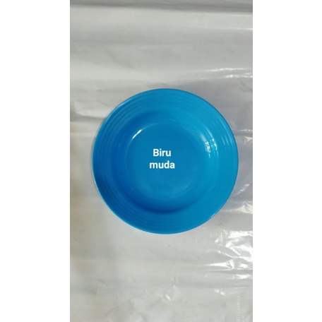 piring plastik warna satuan ukuran 9inchi-Biru  piring polos
