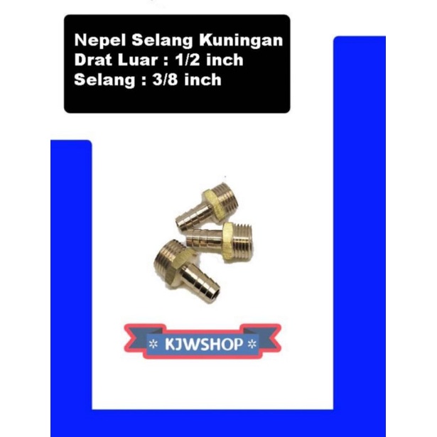 NSDL Nepel Selang 1/2 inch x 3/8 inch Nepel Kuningan Drat Luar 1/2" Selang 3/8" Nepel Drat Luar 1/2"