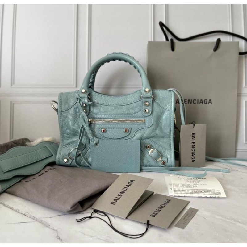 Balenciaga Mini City Bleu Grey SHW new