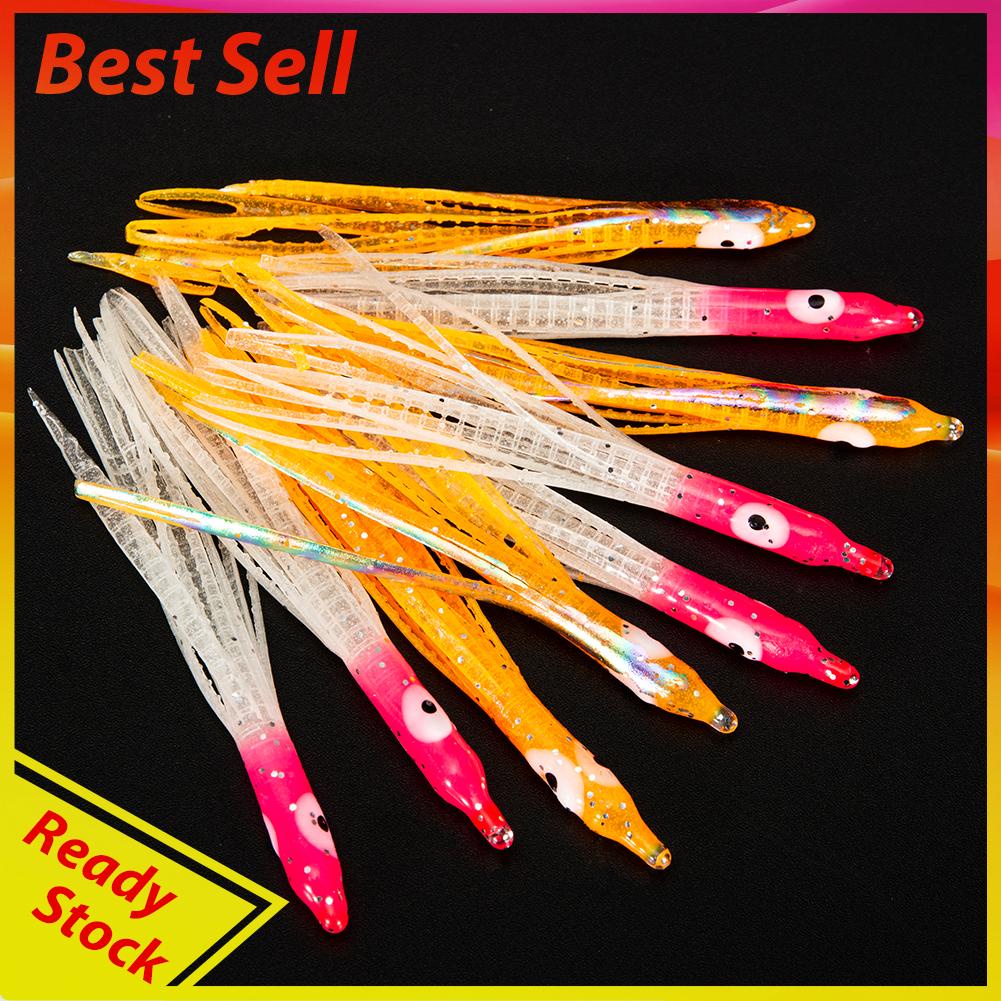 10 Pcs Umpan Pancing Soft Bait Bentuk Gurita Menyala Untuk Tuna