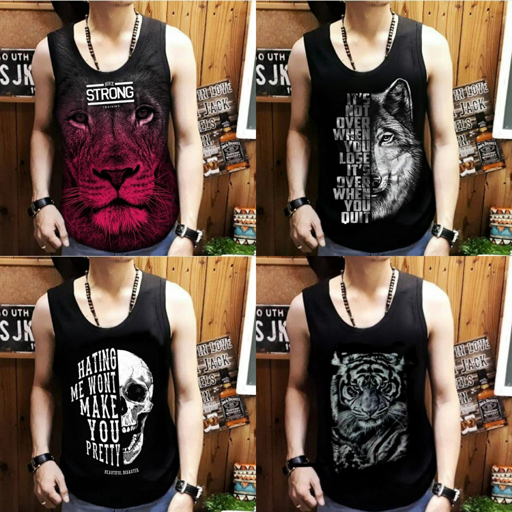 Singlet lekton pria motif campur