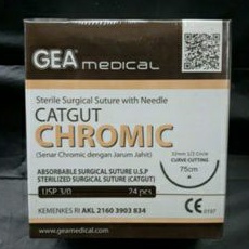 Benang Cutgut Chromic 3/0 Plus jarum / Cutgut Chromic 3/0 Tanpa jarum