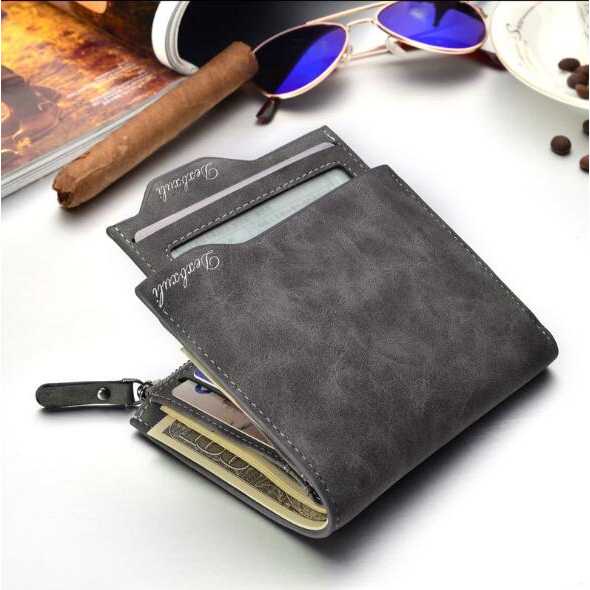 Dexbxuli Original Dompet Lipat Pria Kulit Lembut exclusive Import Dompet Kulit Pria Unplugged keren Men's Leather Business Soft Wallet Coins Waterproof Solid Color Wallet Pocket Credit Card Holder Purse with Zip Kuli Sapi Asli