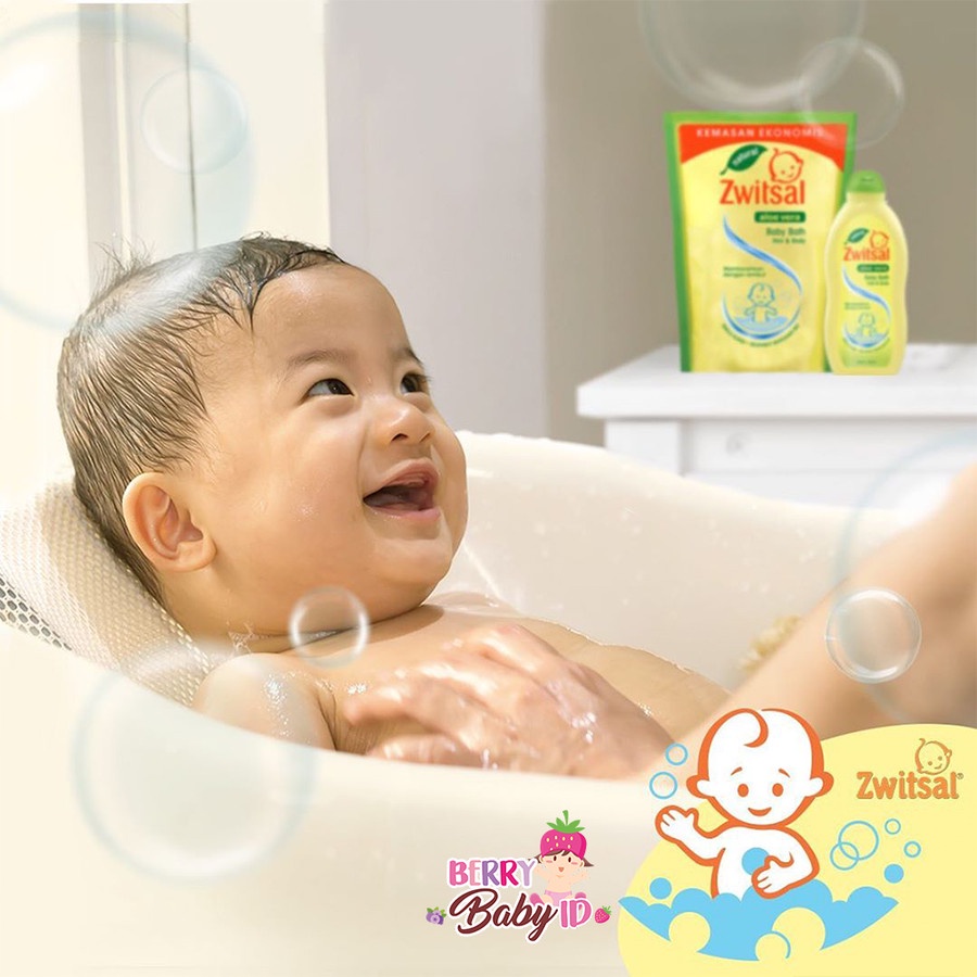 Zwitsal Natural Baby Bath 2in1 Hair &amp; Body Sabun Shampo Bayi Refill Pack 450 ml Berry Mart