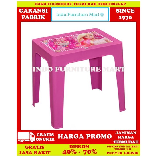Meja Belajar Anak Minimalis Plastik Napolly Karakter Barbie Tb