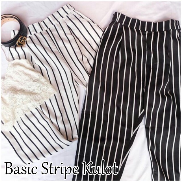 [COD] Celana Kulot Stripe Basic Celana Wanita