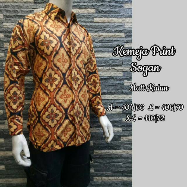 9tengbatik atasan pria hem kemeja batik lengan panjang sogan coklat m l xl jambi