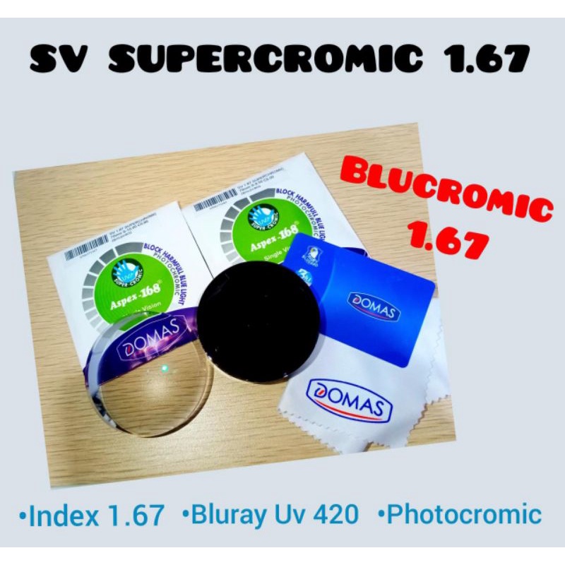 LENSA KACAMATA SV BLUCHROMIK TIPIS INDEX 1.67 GREEN COATING BY DOMAS