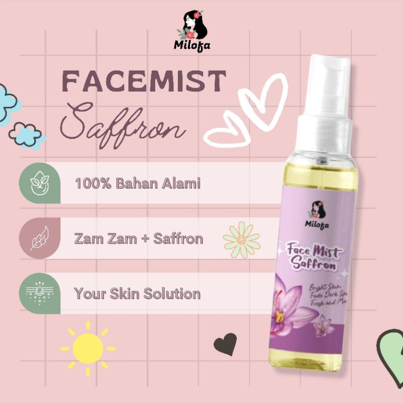 Kanzo - [ BUY 1 GET 1 FREE GIFT ] Facemist Saffron Milofa 100ml BPOM / Face Mist Saffron Milofa 100ml