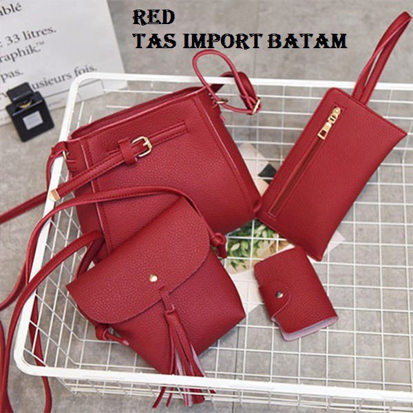 SH1242 [4in1]  tas import ori batam / [1 kilo muat 2 set] /  tas fashion wanita / miniso