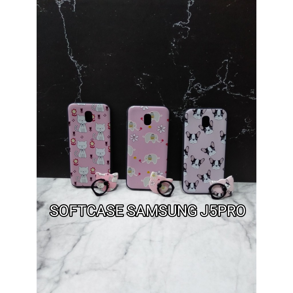 Softcase Samsung J5 pro + Ring Karakter Samsung J5 pro
