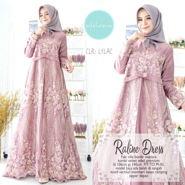 Raline dress / dress gamis brukat tile premium / dress gamis wisuda / kondangan