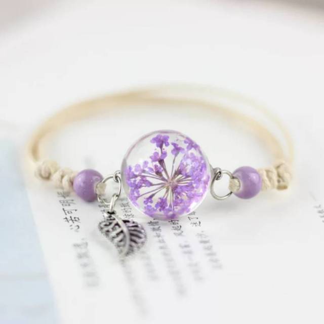 Gelang Bunga Bola Kaca Korean Style