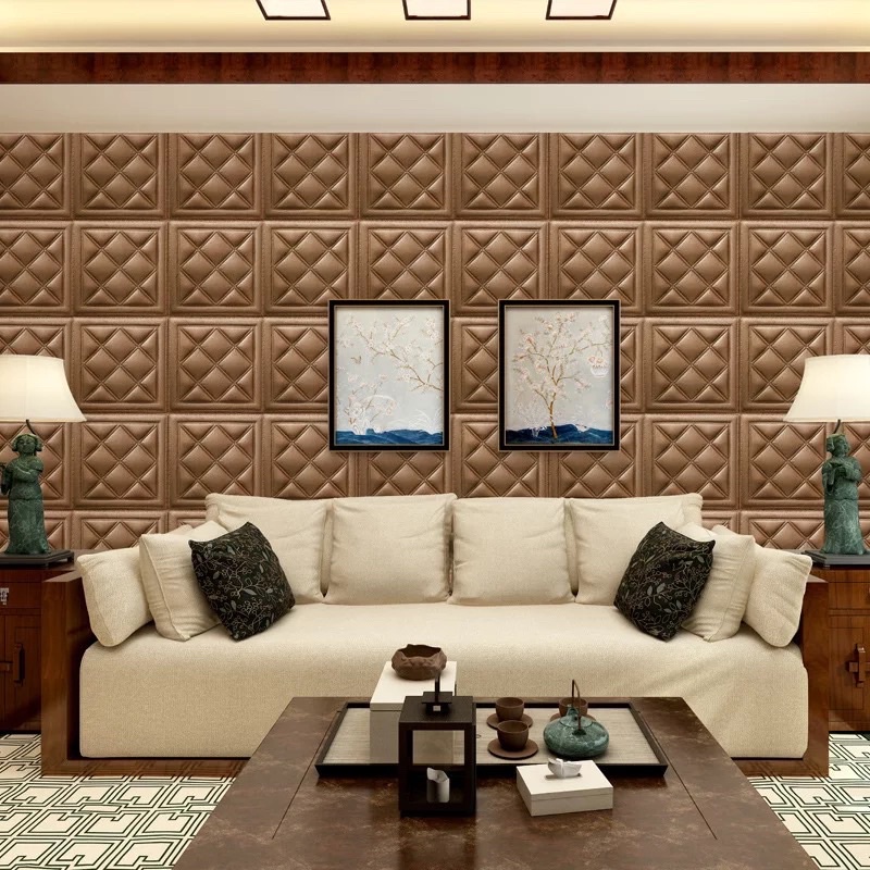 (Tebal 5mm- 6mm) Wallpaper Stiker Dinding 3D Foam Wallfoam Motif Batik Bata 70cm x 77cm-1