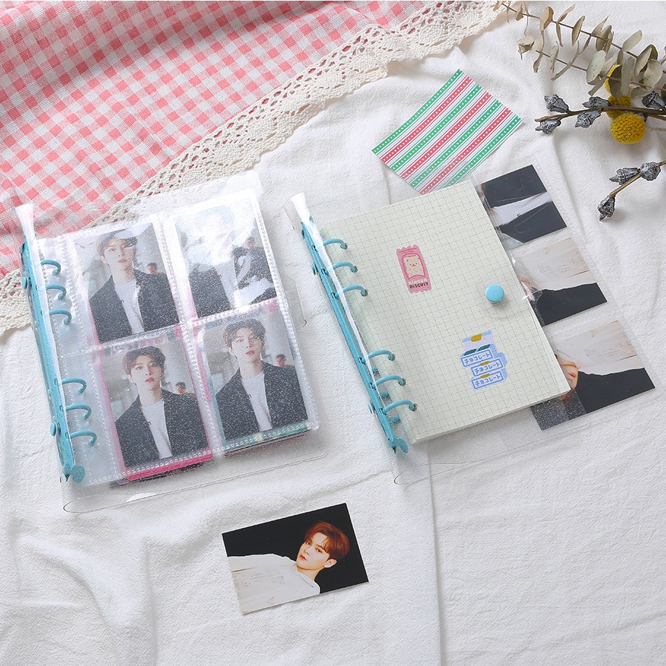 A5 A6 Shiny Binder Cover 3 Inch 5 Inch 7 Inch Photocard Organizer Photo Album Sticker Cards Storage Holder Loose Leaf Sleeves