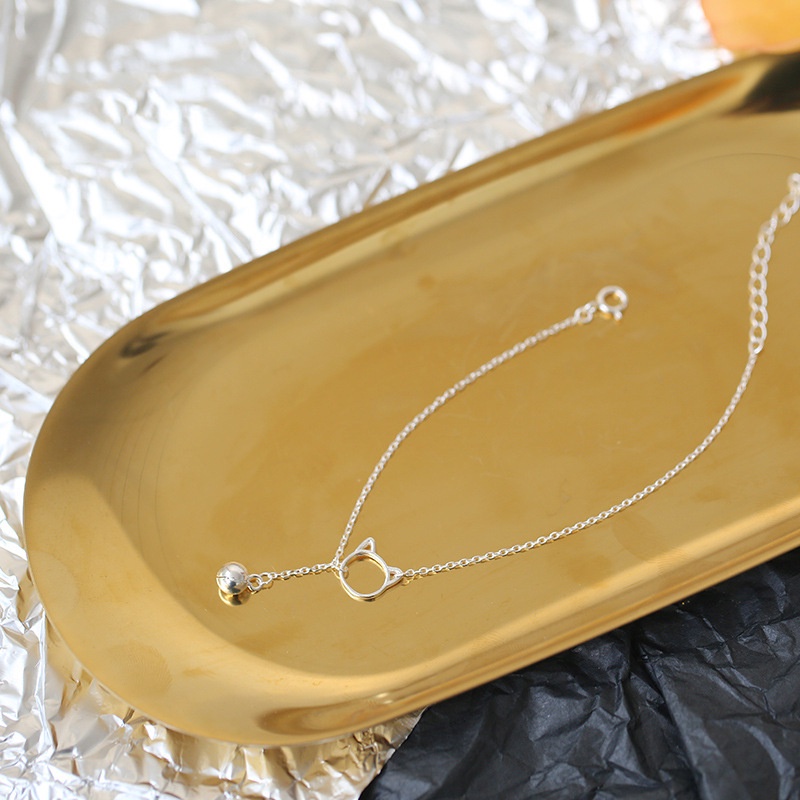 Gelang Rumbai Bahan Stainless Steel Desain Kucing Untuk Wanita