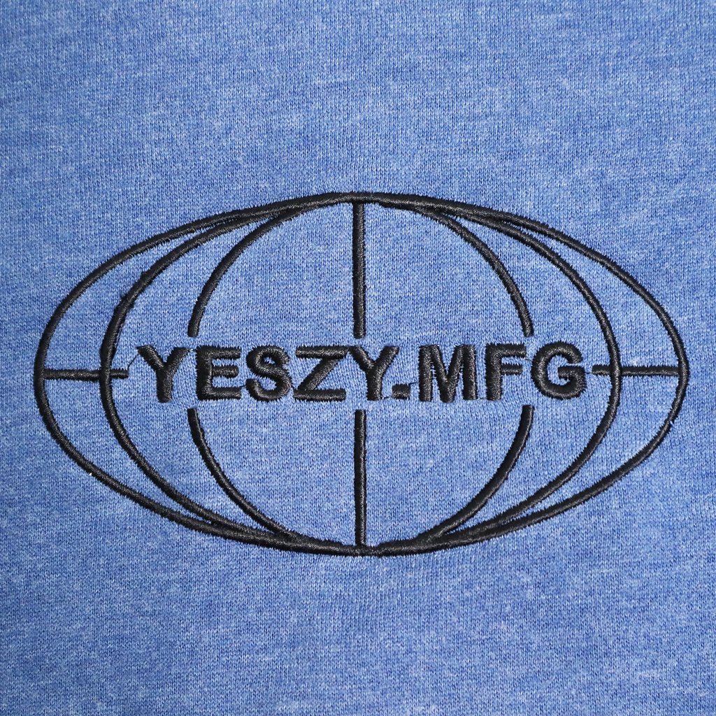 YESZY.MFG Hoodie Blue Tone Globe Embroidery