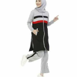 stelan olahraga panjang wanita muslimah baju senam syari  