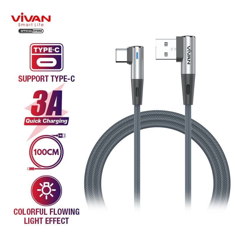 A_    Kabel Data VIVAN BWC100S Double-Sided Elbow 100cm Type-C - Original