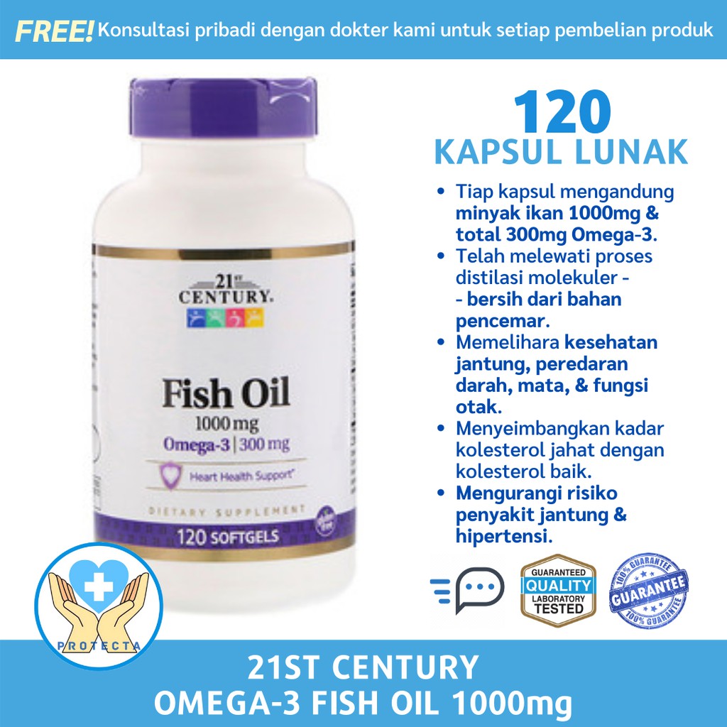 21st Century Fish Oil 1000mg Omega 3 Isi 120 300 Softgel Indonesia