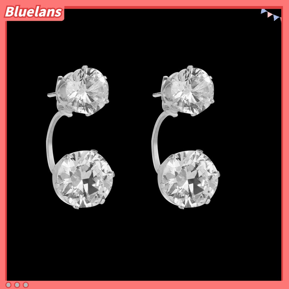 Anting Tindik Model Double Cubic Zirconia Untuk Wanita