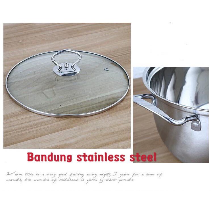 Panci sup soup pot 22cm 24cm stainless steel tutup kaca murah gagang stainless