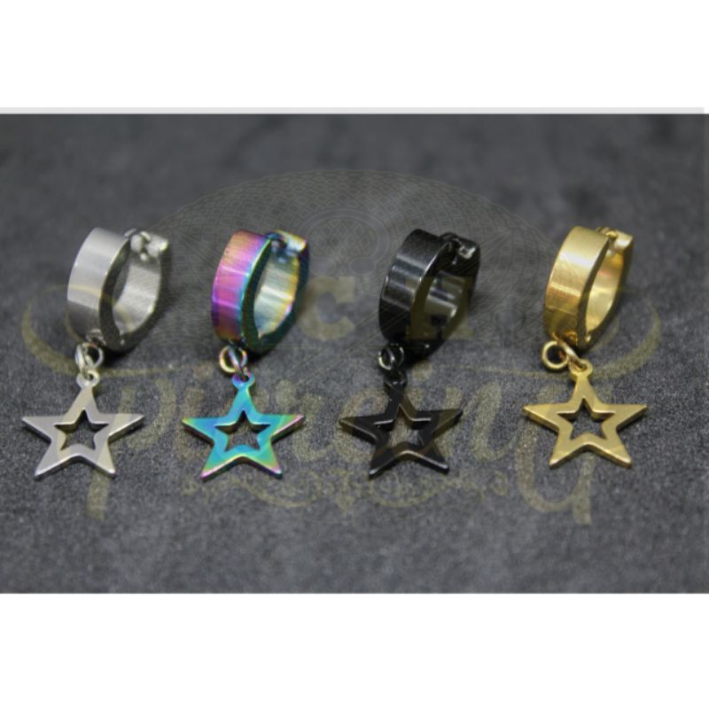 Anting Gantungan Titanium Model Bintang / Anting Tindik Bintang