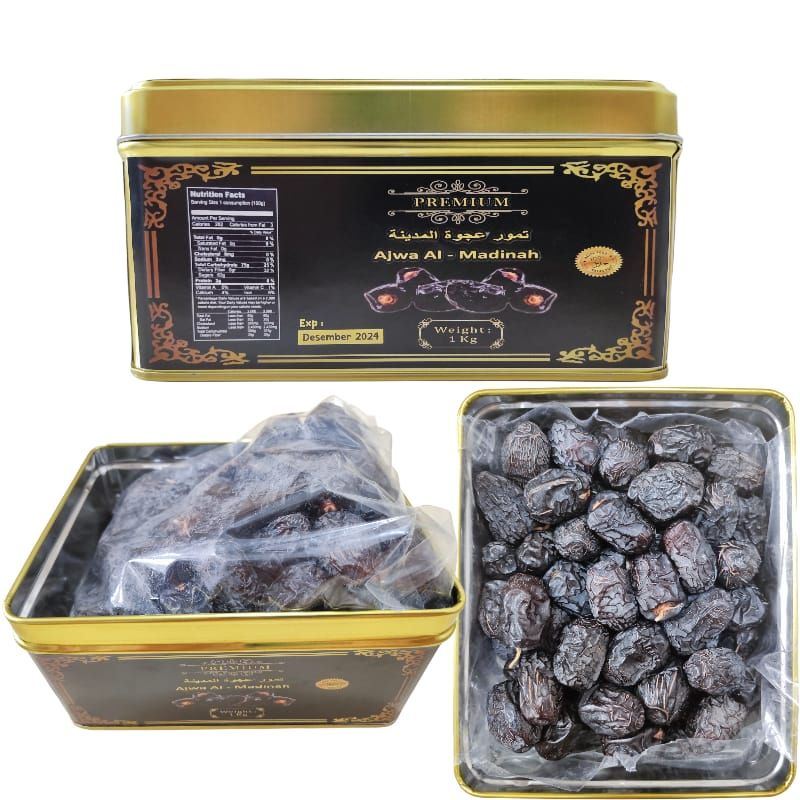 Kurma Nabi//Ajwa Madinah Kemasan Kaleng Jumbo//Grade A Premium 1kg