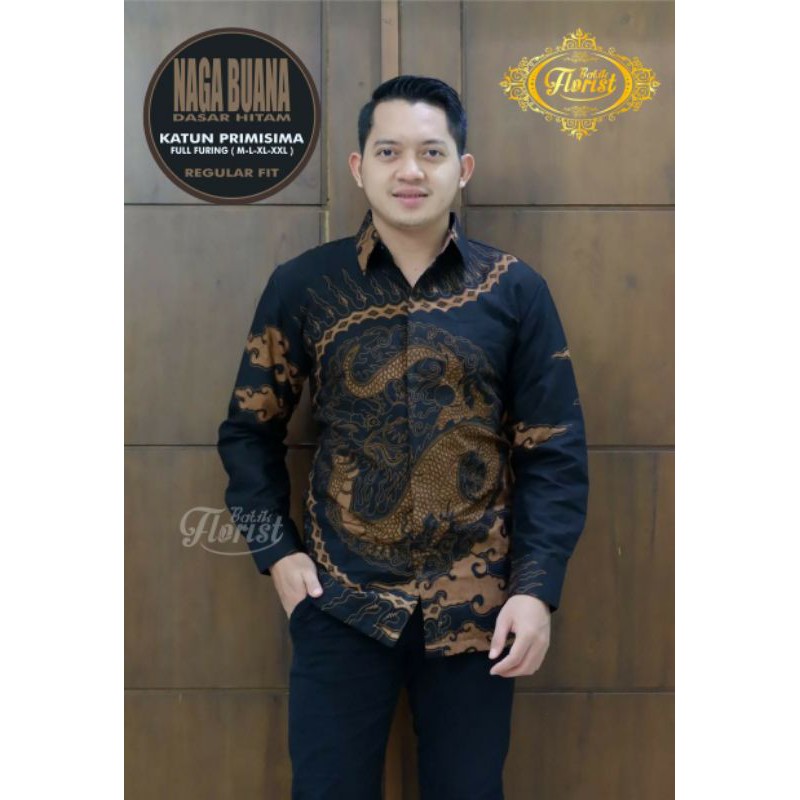 Kemeja Batik Pria Eksklusif Lengan Panjang NAGA BUANA Batik Pria Lapis Furing Kemeja Batik Terbaru