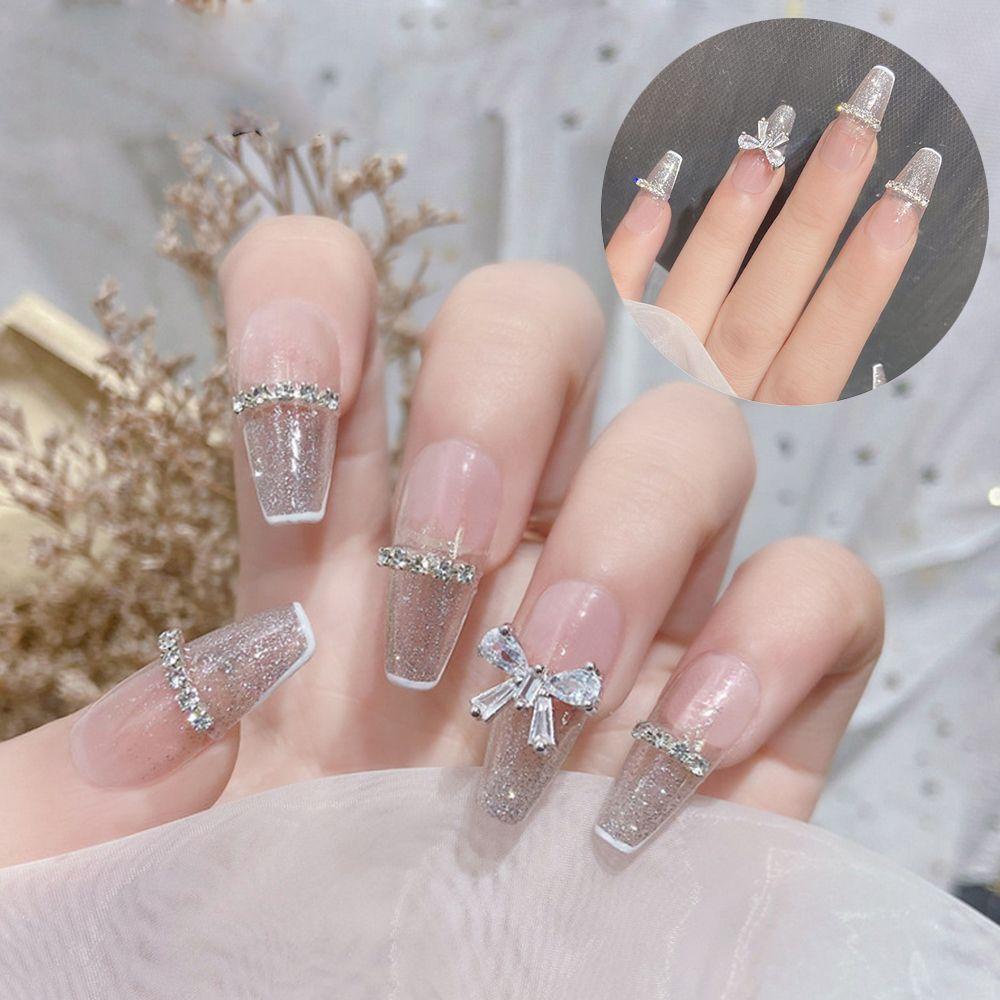 Solighter Nail Art Perhiasan 3D Pesona Hiasan Kuku Zirkon Berlian Busur Liontin Kupu-Kupu