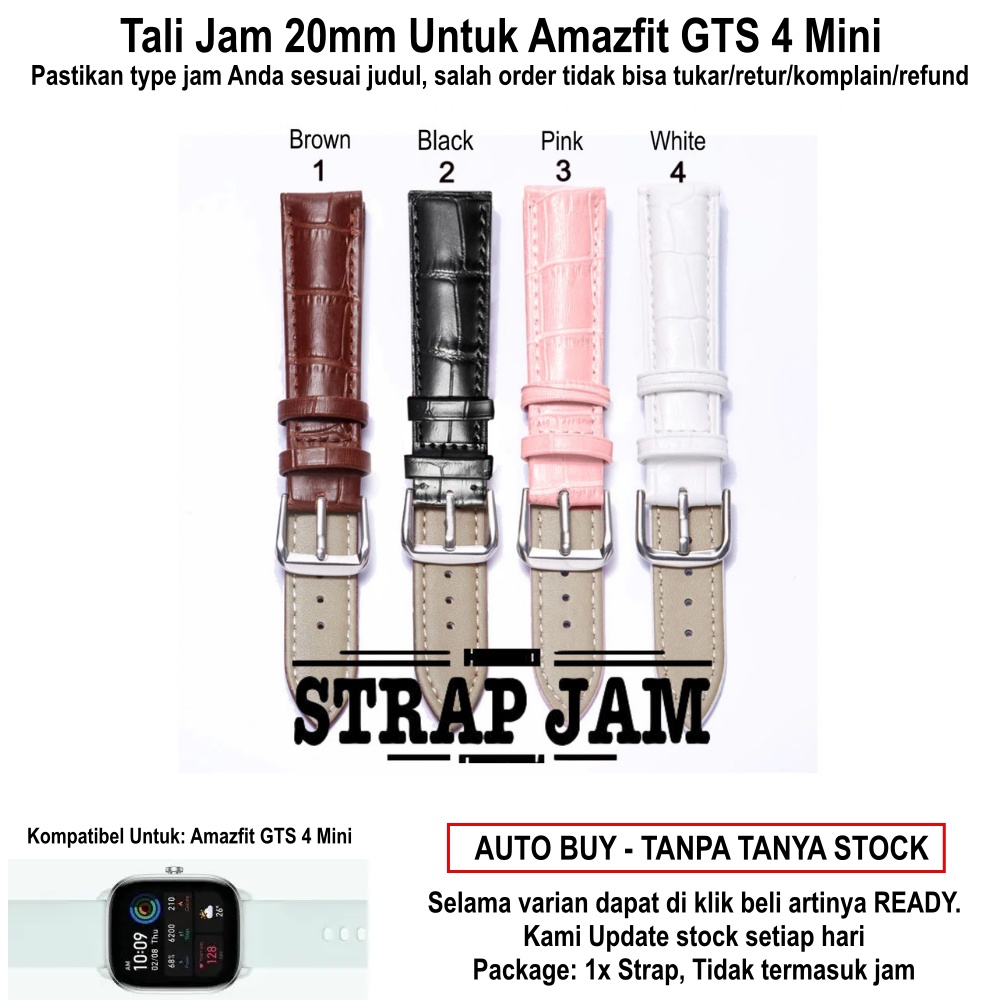 Strap Amazfit GTS 4 Mini - Tali Jam Tangan 20mm Kulit Teksture Crocodile