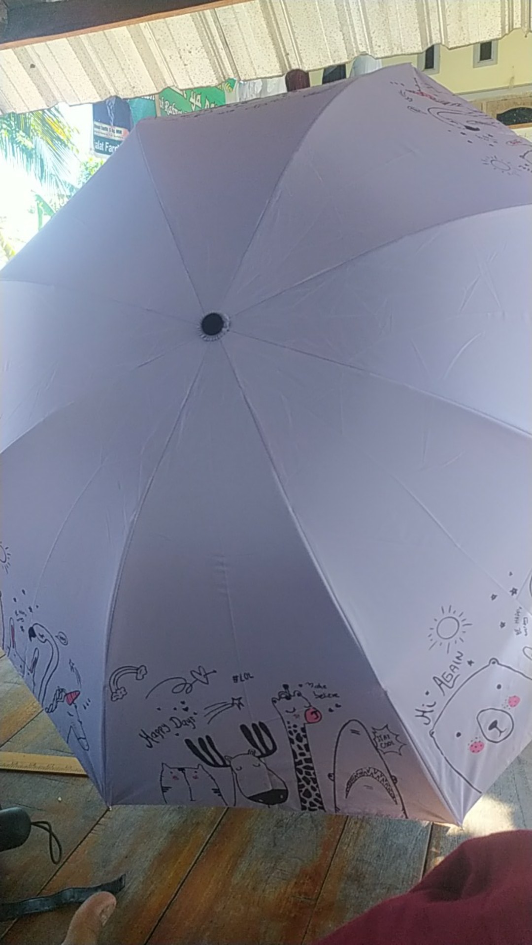 Payung Lipat 3 / Motif Kebun Binatang / Lapis Hitam / Anti Uv / Jktumbrella / Grc - 352a