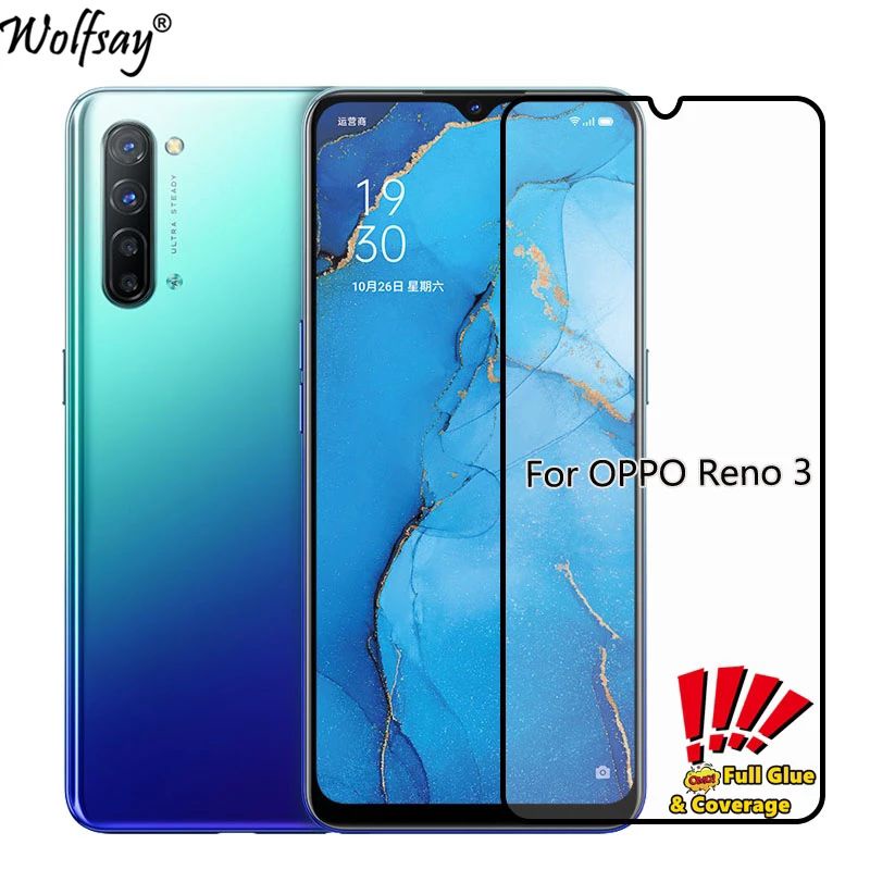 PAKET 3IN1 TEMPERED GLASS LAYAR KAMERA SKIN CARBON OPPO RENO 3 TG ANTI GORES OPPO RENO3 FULL SCREEN