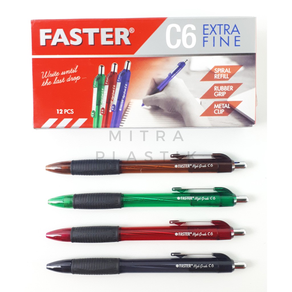 Jual Pulpen Faster C6 Extra Fine Ballpoint Hitam Indonesia|Shopee Indonesia