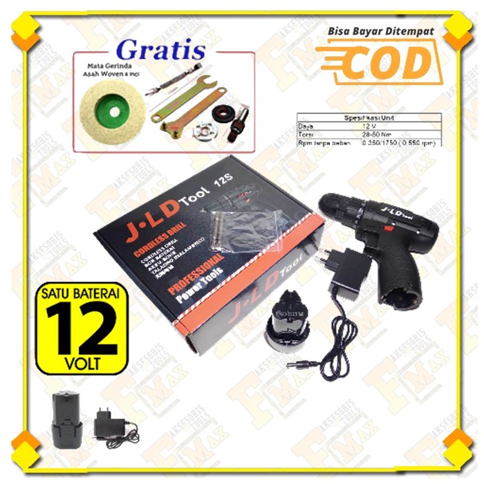 Jld tools bor baterai murah mesin bor cordless 12 volt 1 baterai J12-S Mesin Busa Polisher Poles Body