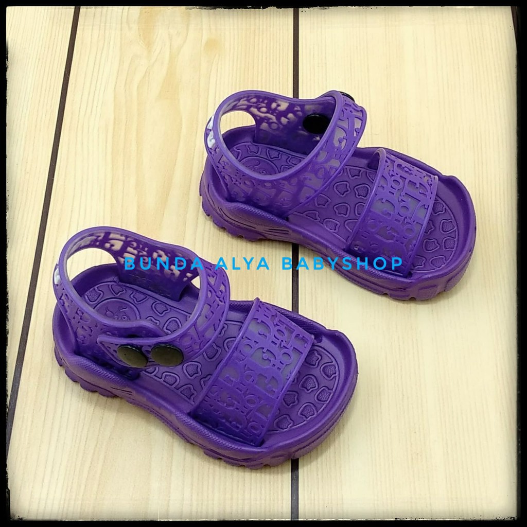 Sendal Anak Perempuan Usia 6 - 12 Bulan Elastis UNGU - Sepatu Sandal Anak Cewek Tali Karet Size 20 - 21 Anti Licin Alas Karet