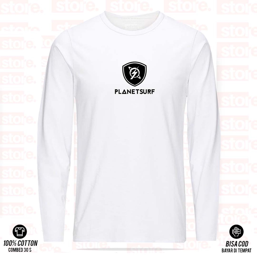 Kaos Pria Wanita Distro PlanetSurf Black Kaos Lengan Panjang