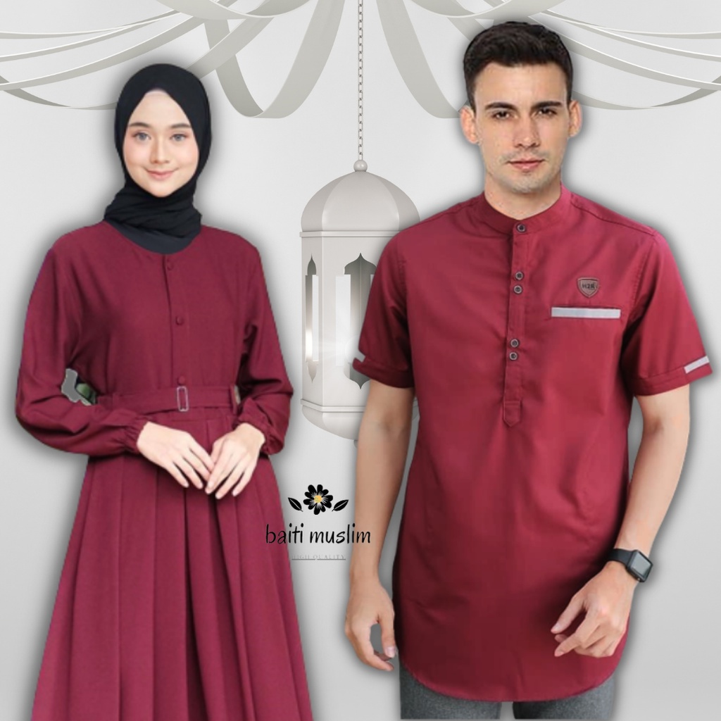 Baju Couple Pasangan Gamsko BM-070 Baju Lebaran Couple Gamis Couple Pasangan