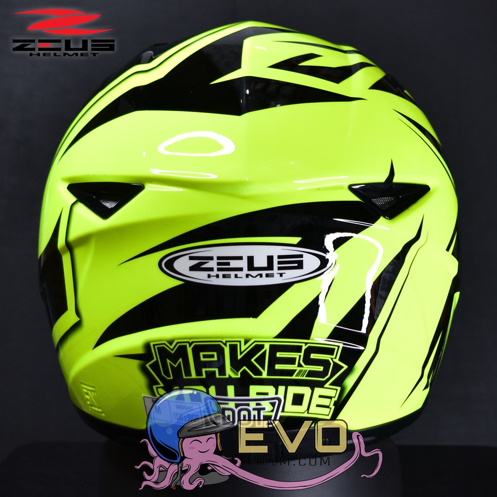 HELM ZEUS FULL FACE FLUO YELLOW AL34 BLACK - FREE SMOKE VISOR ZEUS ORIGINAL ( ONGKIR 2KG )