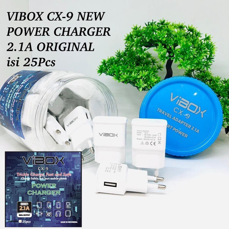 PROMO TRAVEL ADAPTER VIBOX CX-9 2.4A BATOK CHARGER SMART ID FULL IC INSIDE 1TOPLES ISI 25PCS