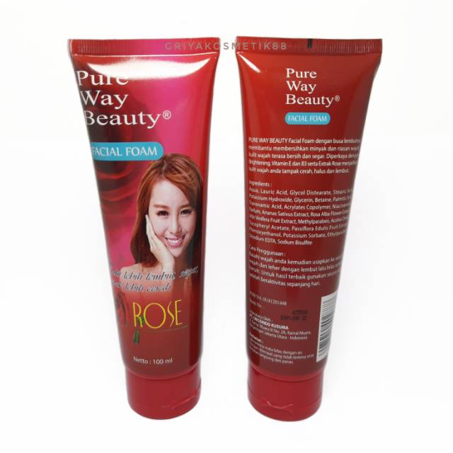 FACIAL FOAM ROSE PURE WAY BEAUTY BPOM 100ML