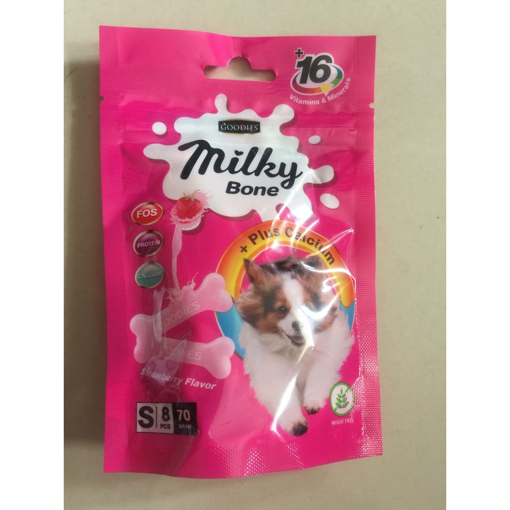 Dental Goodies Calcium Milky Bone 8pcs Size Small Cemilan Gigitan Anjing