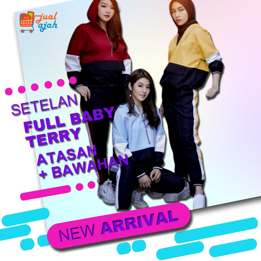 set baju setelan stelan atasan bawahan wanita cwek olah raga terbaru kekinian murah