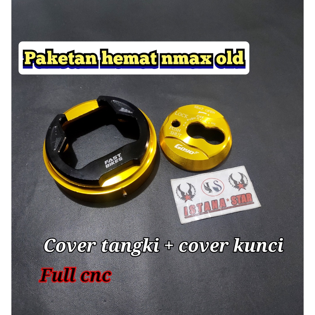 PAKET HEMAT] Tutup Tangki + Cover Kunci Kontak NMAX emas